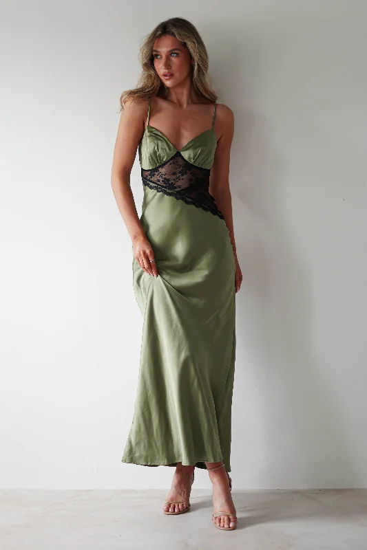 Felicity Lace Detail Maxi Dress | Olive