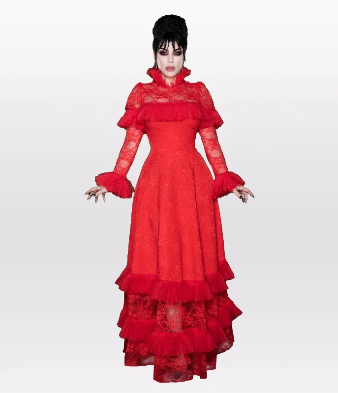 Weasel Wear Red One Big Dark Room Lace Gown