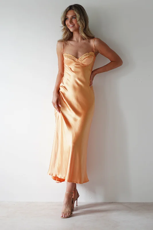 Ricci Soft Satin Maxi Dress | Melon