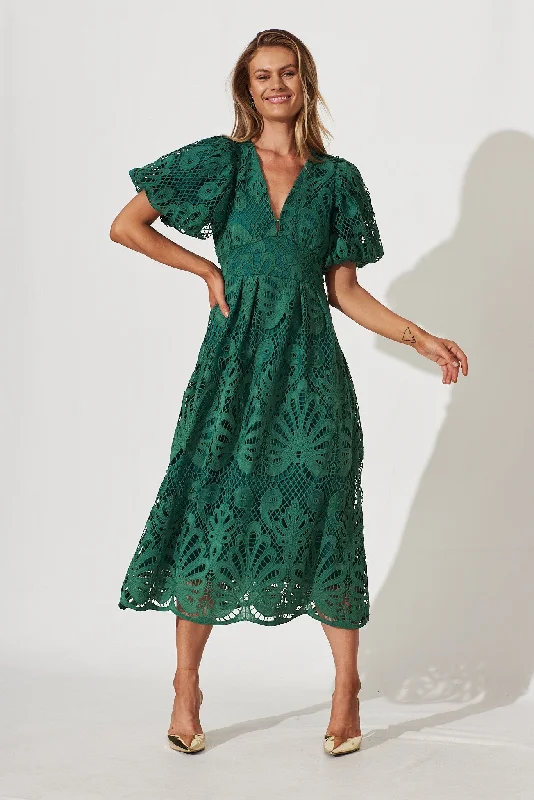 Millie Lace Maxi Dress In Emerald