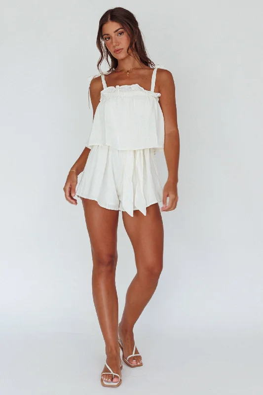 Minnow Tied Shoulder Romper White