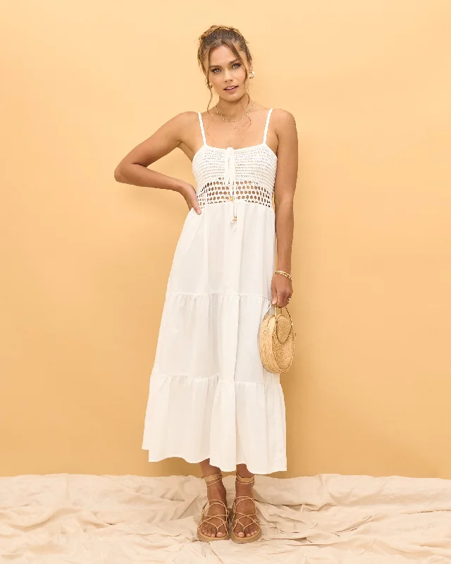 Yana Knitted White Midi Dress