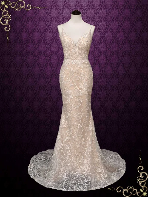 Champagne Lace Mermaid Wedding Dress ZELDA