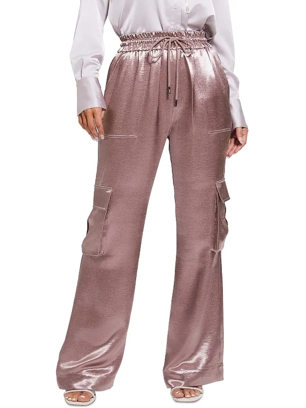 Womens Satin Cargo Pants