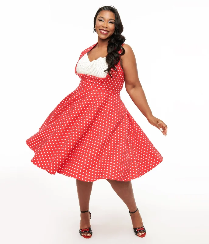 Dolly & Dotty 1950s Red Polka Dot Grace Swing Dress