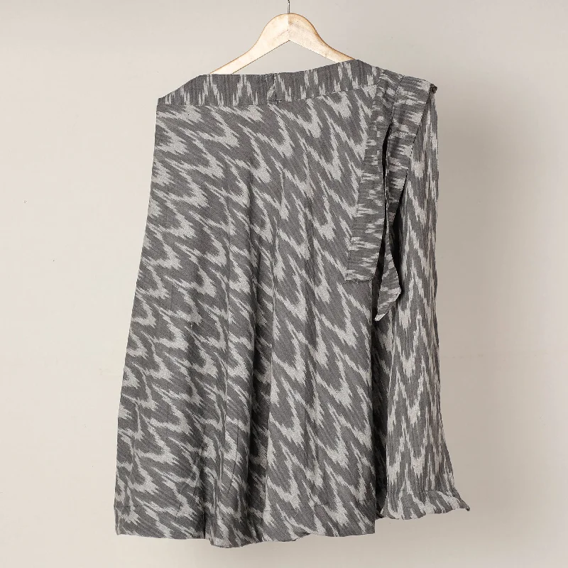 Grey - Pochampally Ikat Cotton Wrap Around Skirt