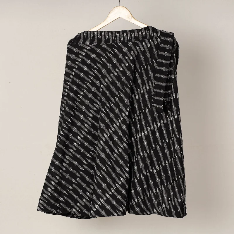 Black - Pochampally Ikat Cotton Wrap Around Skirt