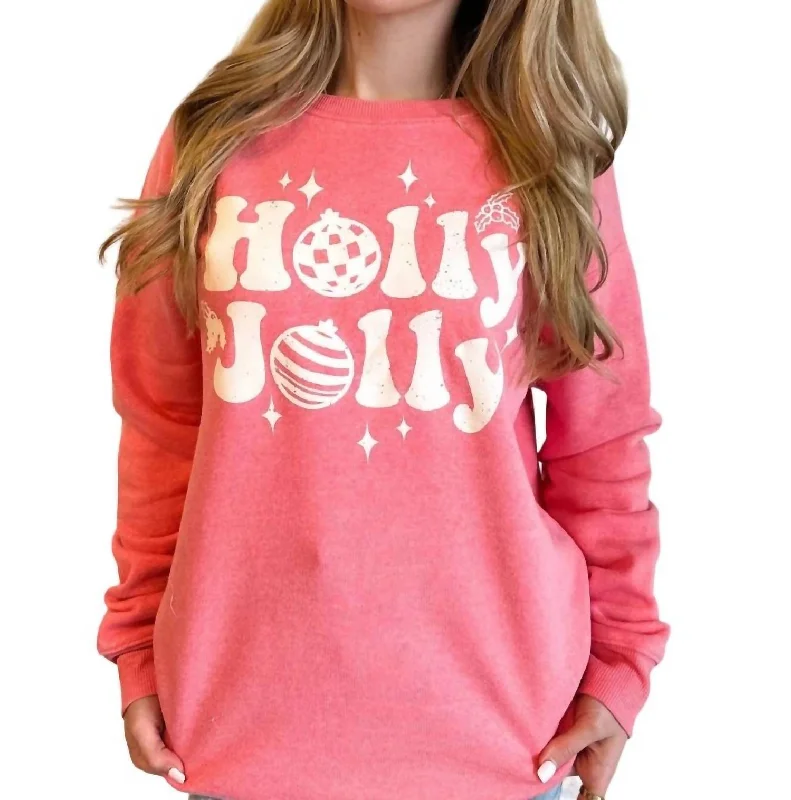 Holly Jolly Sweatshirt In Pink