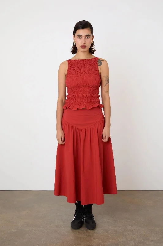 The Deba Midi Skirt, Tomato