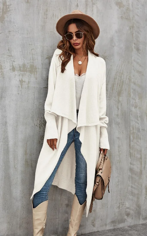 Cream Chunky Pleat Oversized Cardigan