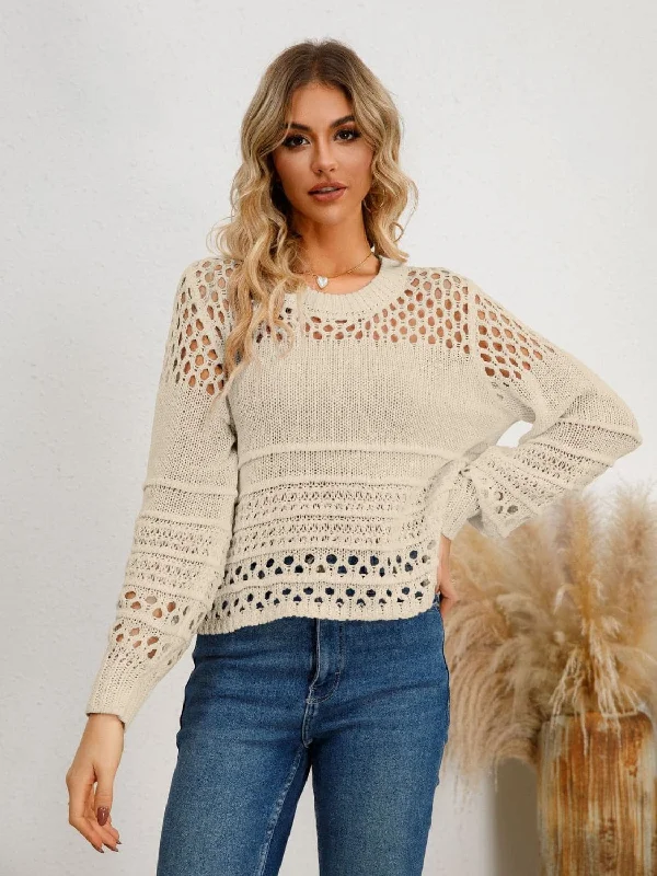 Chic Cutout Knit Top - 100% Acrylic