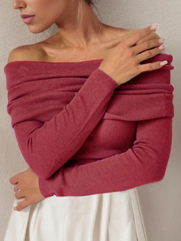 Chic off-shoulder knit sweater