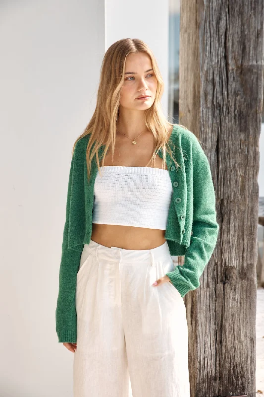 Soft Touch Wool Blend Cardigan Green