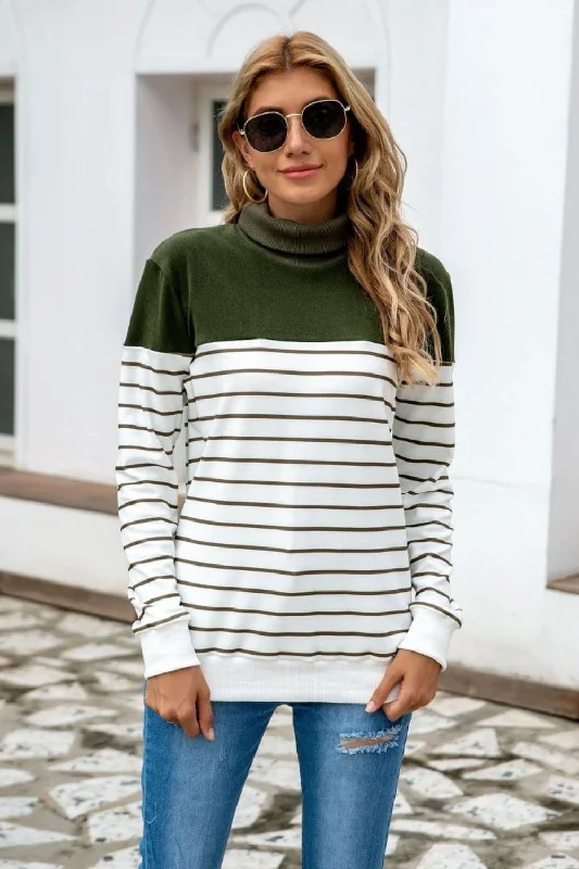 Chic striped turtleneck sweater