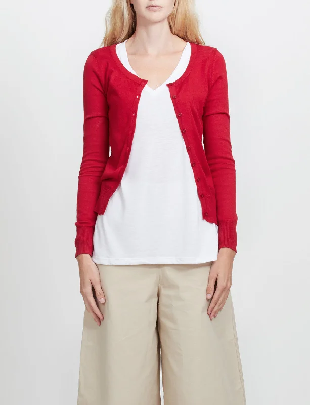 Round Neck Fine Knit Cardigan