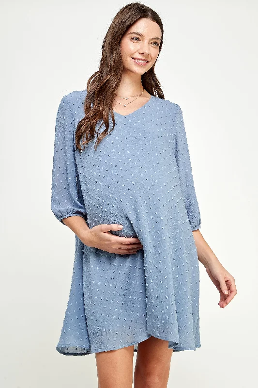 Cold Shoulder Swiss Dot Maternity Tunic Dress