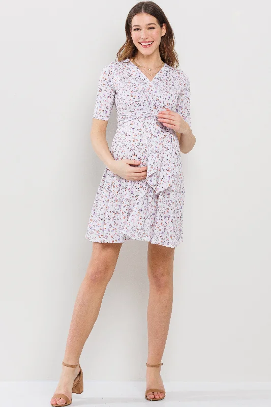 Floral V-Neck Maternity Nursing Dress