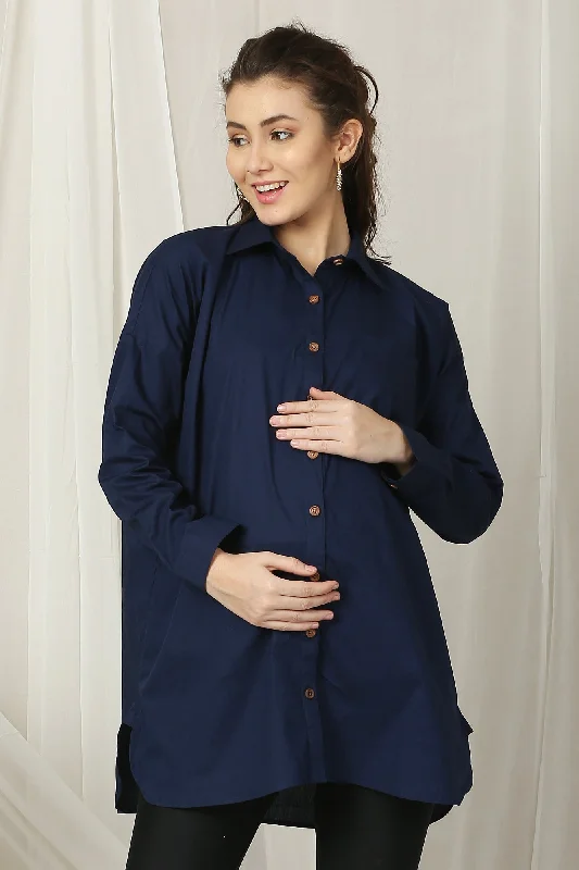 French Navy Maternity & Nursing Shirt (100% Cotton)