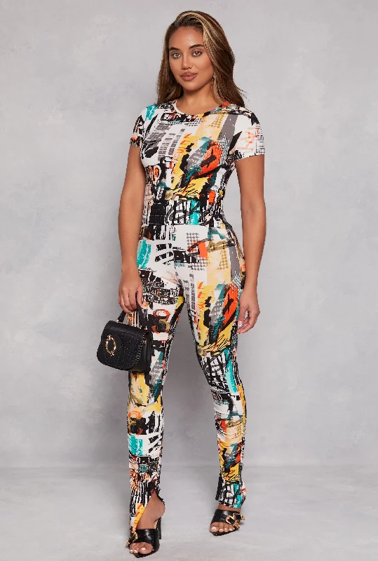 Printed High Waist Ruched Leggings